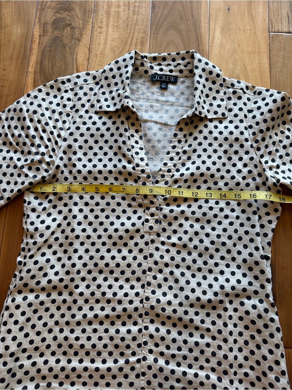 J. Crew tan Dress with Black Polka Dots - Picture 3 of 8